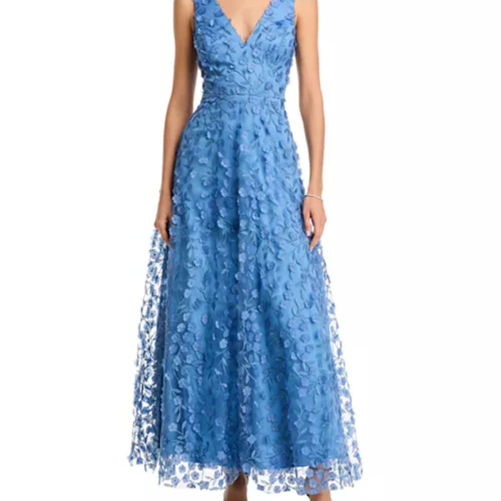 Eliza J Blue Floral Applique Dress Size 12